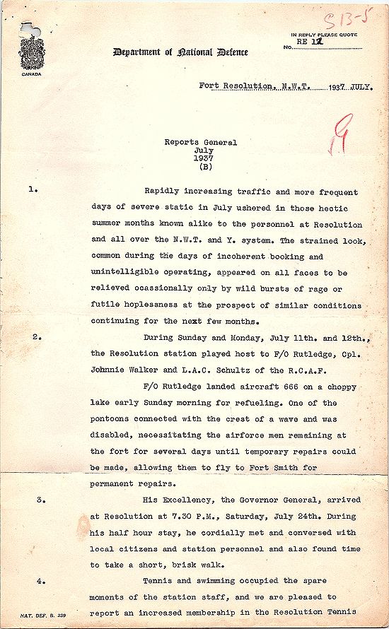 Fort Resolution Unofficial Monthly Report - July 1937 (Page 1).jpg