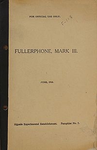Signals Experimental Establishment Pamphlet No. 7 Fullerphone Mark III, June 1918 - Title page.jpg