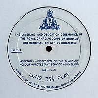 RC Sigs War Memorial unveiling recording 6 Oct 1962 (detail side 1).jpg