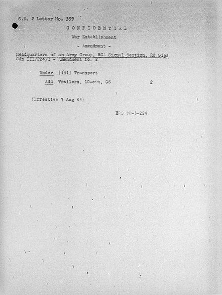 Headquarters Army Group RCA Signal Section WE III 224 1 - Amendment 2 - page 1.jpg
