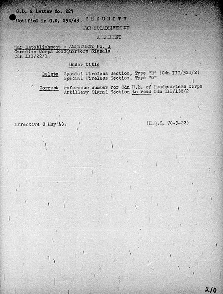 Corps Headquarters Signals WE III 22 1 - Amendment 1 - page 1.jpg