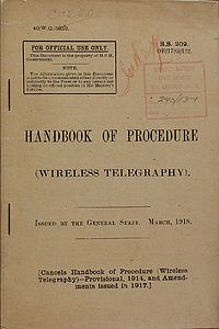 Handbook of Procedure (Wireless Telegraphy) (SS.209) March 1918 - Title page.jpg