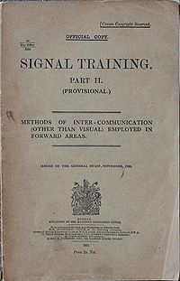 Signal Training Part II (Provisional), Methods of Intercommunication (Other than Visual) Employed in Forward Areas, 1921 - Title page.jpg
