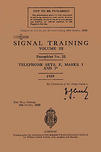 Signal Training Volume III, Pamphlet No. 23, Telephone Sets F Mk I, 1939 - Title page.jpg