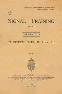 Signal Training Volume III, Pamphlet No. 1, Telephone Sets D Mk III, 1926 - Title page.jpg