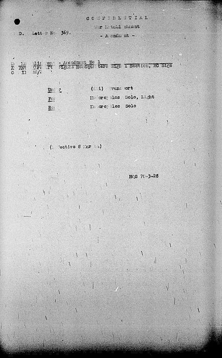 Anti-aircraft or Searchlight Brigade Headquarters Signal Section WE III 28 2 - Amendment 1 - page 1.jpg