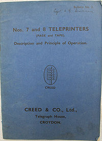 Nos 7 and 8 Teleprinters - Description and Principle of Operation, 1942 - Title page.jpg