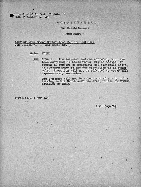 Army or Army Group Cipher Pool Signal Section WE III 269 1 - Amendment 3 - page 1.jpg