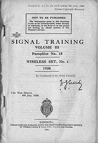 Signal Training Volume III, Pamphlet No. 15, Wireless Set No. 1, 1938 - Title page.jpg