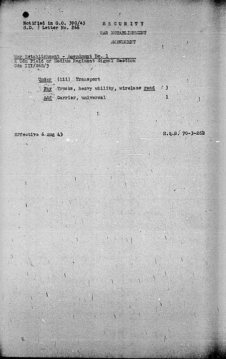 Field or Medium Regiment Signal Section WE III 26B 3 - Amendment 1 - page 1.jpg