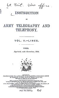 Instruction in Army Telegraphy and Telephony Volume II - Lines, 1914 - Title page.jpg