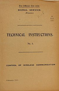 Signal Service (France) Technical Instructions No. 6 Control of Wireless Communication, February 1918 - Title page.jpg